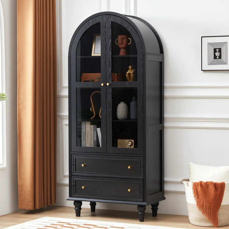 Vitrine simple en bois massif de style américain, Noir