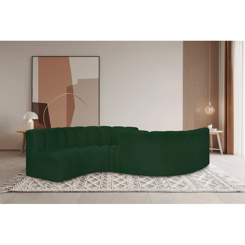 Canapé et méridienne rembourrés Ivancea, Tissu bouclé vert