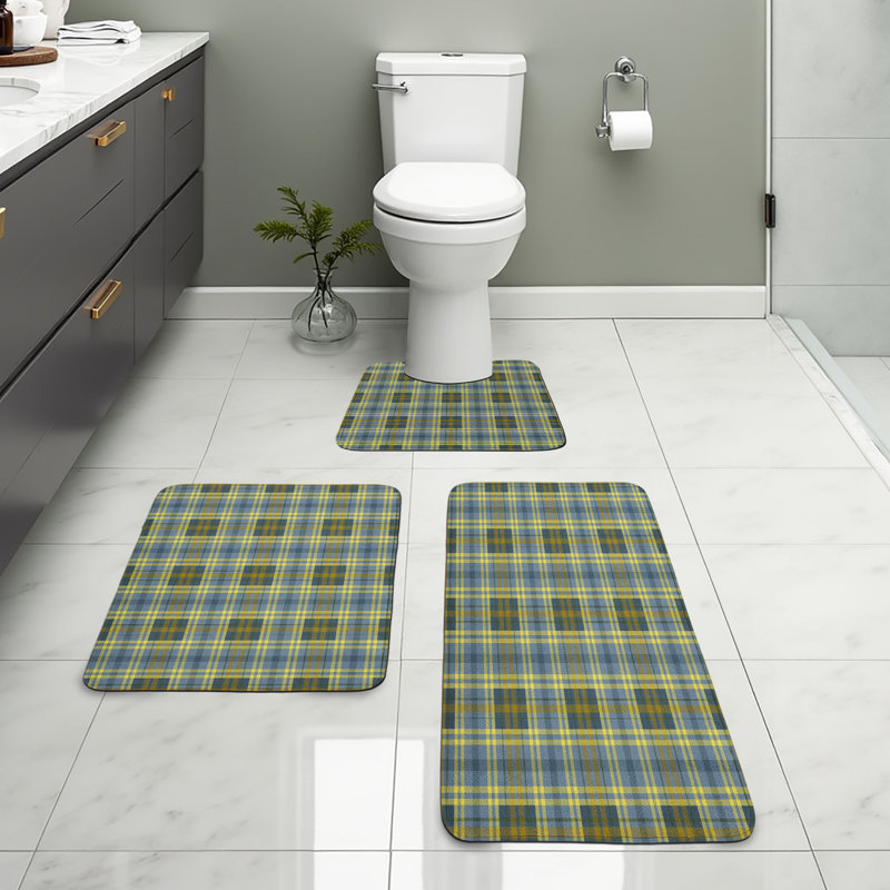  Ensemble de tapis géométriques pour salle de bain 3 pièces