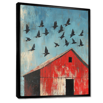 Swallows Birds Over The Red Barn II - Art mural oiseau