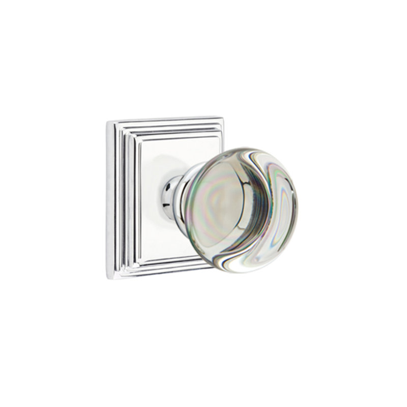 Privacy Providence Crystal Clear Knob with Wilshire Rose, Polished Chrome