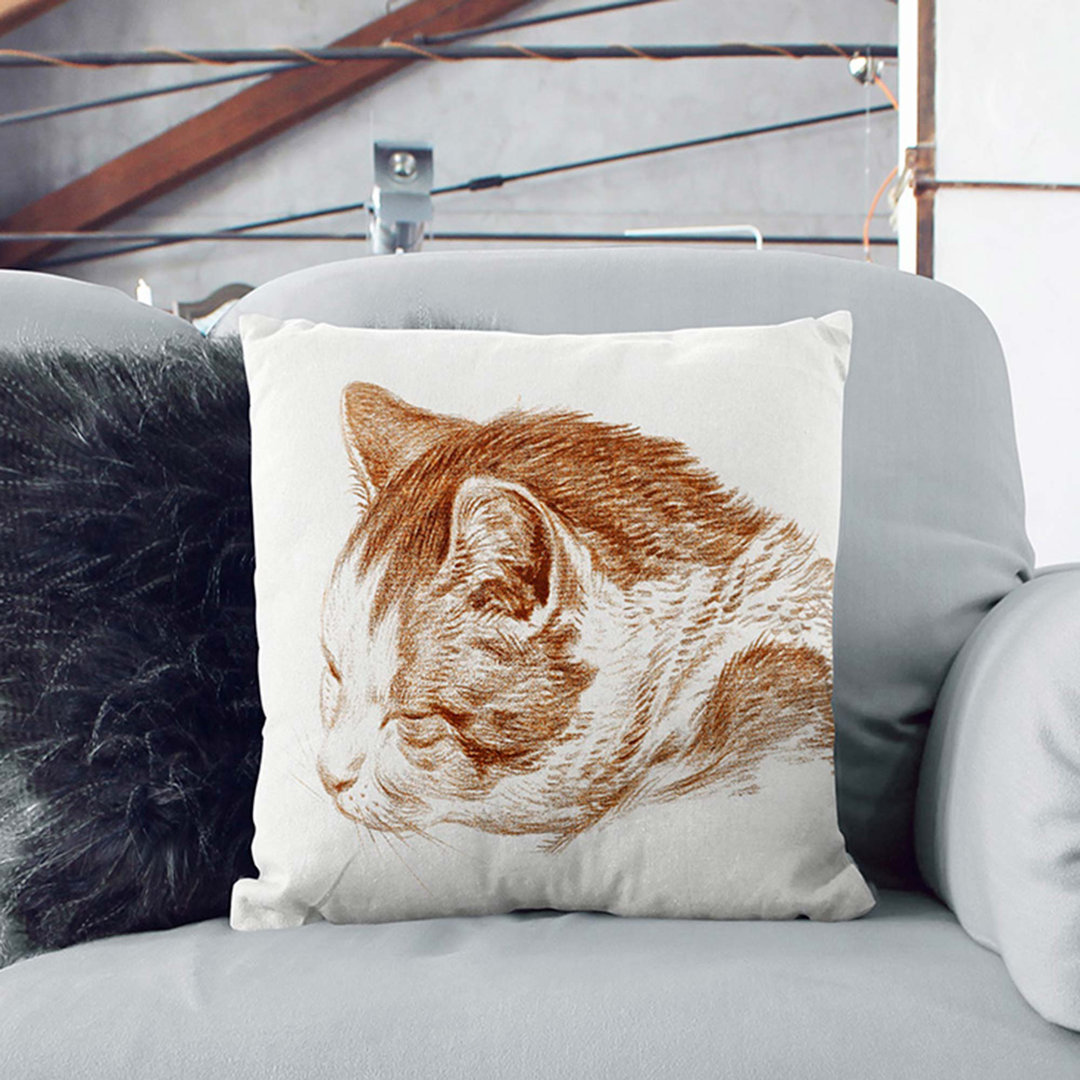 Illustration of a Cat by Jean Bernard Cushion with Filling