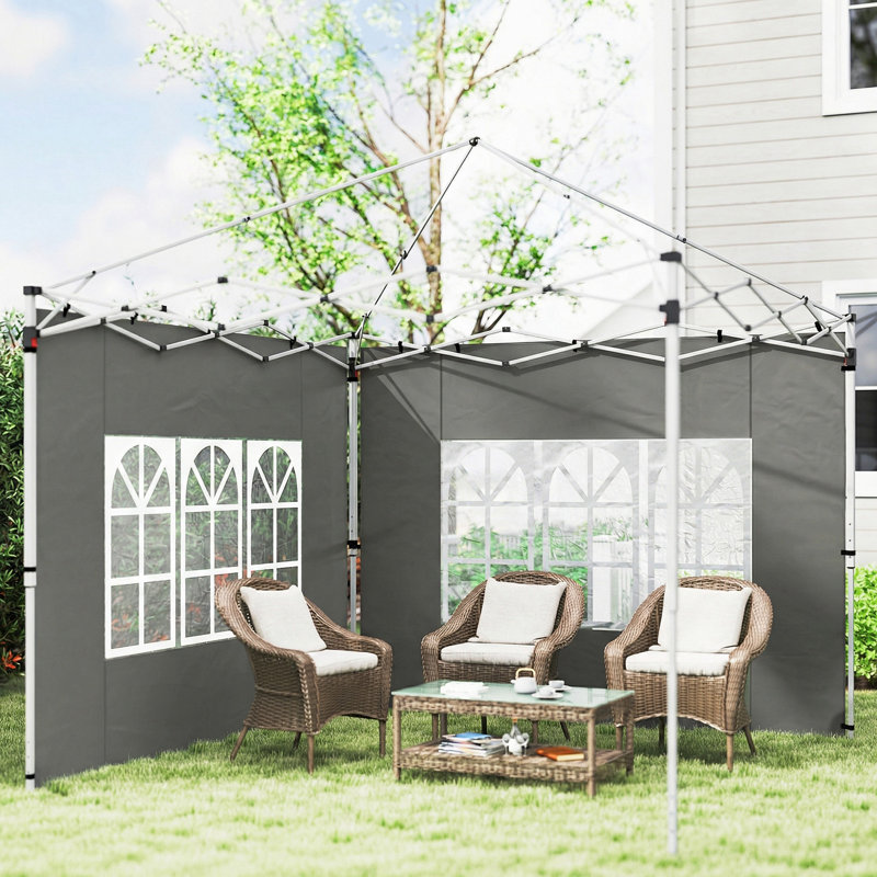 Outsunny Grey Fabric, Plastic Side Wall for Canopy