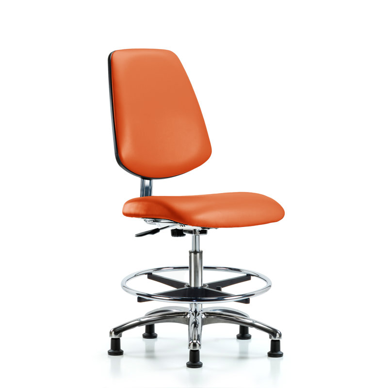 Anais Vinyl Drafting Chair, Casters, Orange