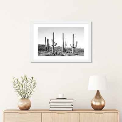 Gray Cactus Land by Sisi & Seb - Picture Frame Graphic Art Print