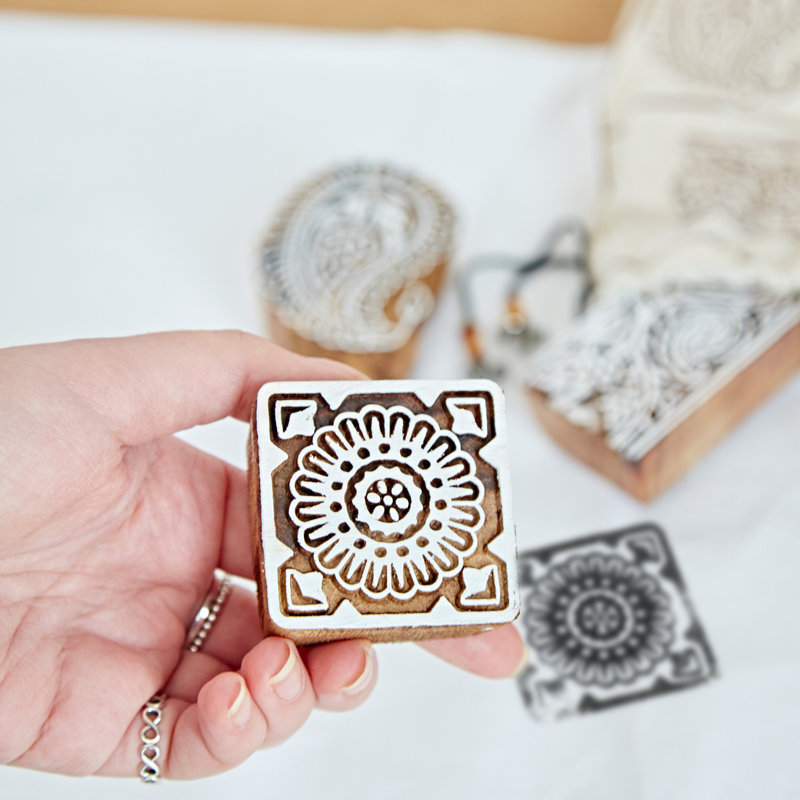 Three Assorted Design Wooden Printing Blocks