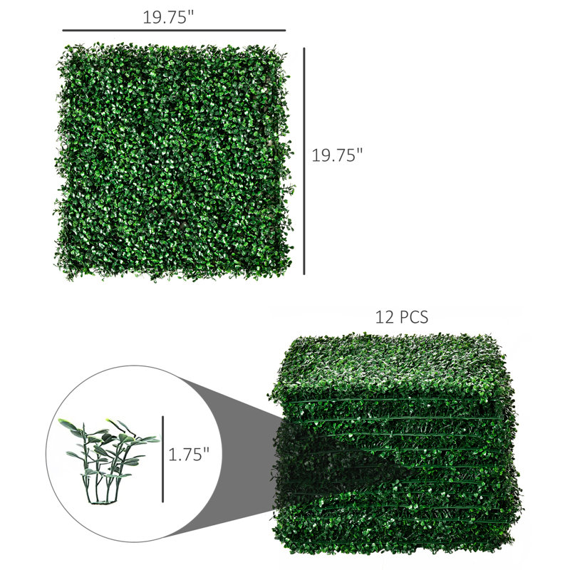 Panneaux muraux en gazon artificiel pour écrans d'intimité de jardin et d'intérieur, 20 po x 20 po, pluie neige