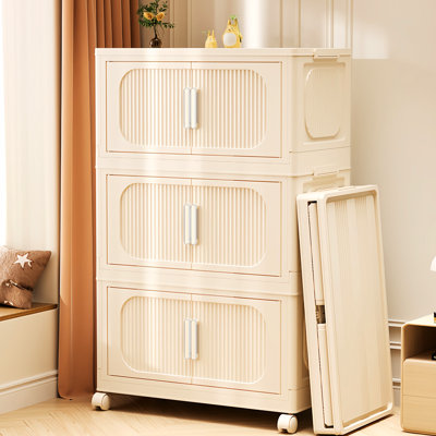 4 armoires de rangement pliantes blanches avec porte magnétique - 19,4 po x 11,75 po x 39,35 po pour la chambre à coucher, le salon, la cuisine, le dortoir étudiant en plastique, les roues, sans odeur 19,4 po et pour de multiples réglages