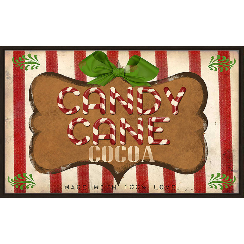 «Candy Cane Cocoa (Horizontal)» par Jodi - impression, Cadre flottant espresso, H 39,5 po x l 63,5 po x P 2 po