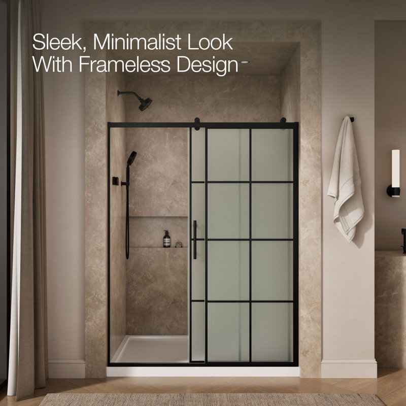 Rely 77 In. H Sliding Shower Door With 3/8 In.-Thick Glass1