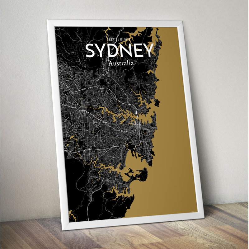 Sydney City Map - No Frame Print, 50.8cm H x 40.6cm W x 0.13cm D