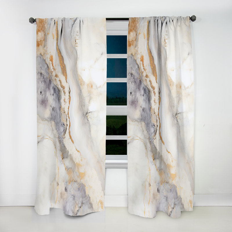 Rideau occultant en pierre beige et doré Geode Scenery Minimalisme I - pierre Geode, L 52 po x L 63 po