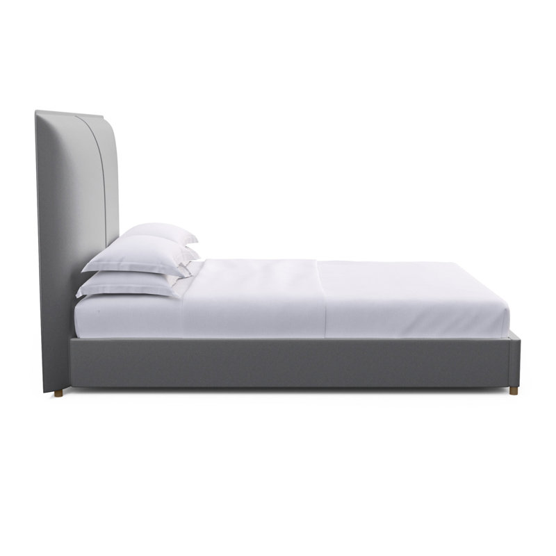 Mansfield Upholstered Bed, California King, Plush Velvet Pumice, Weathered