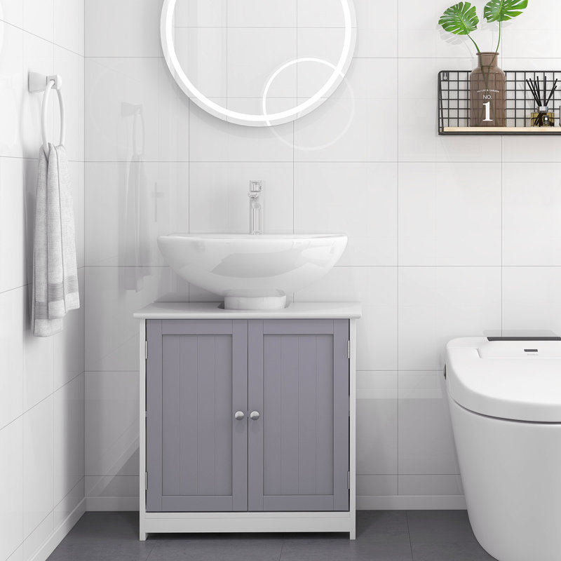 Freestanding Under Sink Cabinet, White/Grey