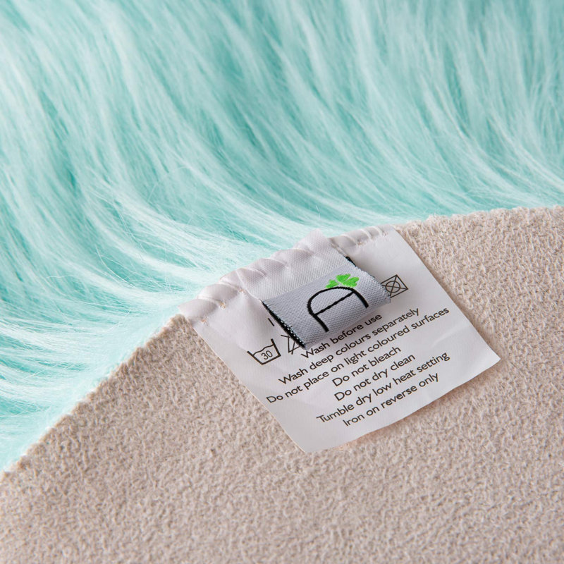 Tapis à poils longs Haja Turquoise, Tapis de couloir 2 pi x 8 pi