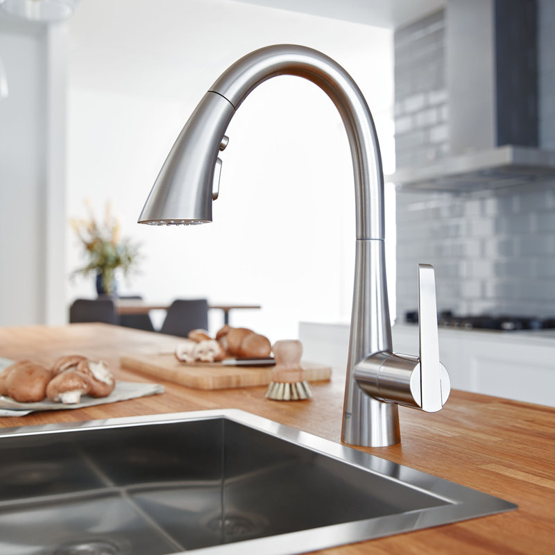 Robinet de cuisine à poignée simple Zedra, SuperSteel