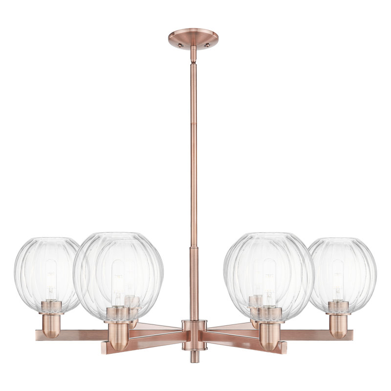 Lustre suspendu 6 lumières Preston, Clair, Cuivre antique