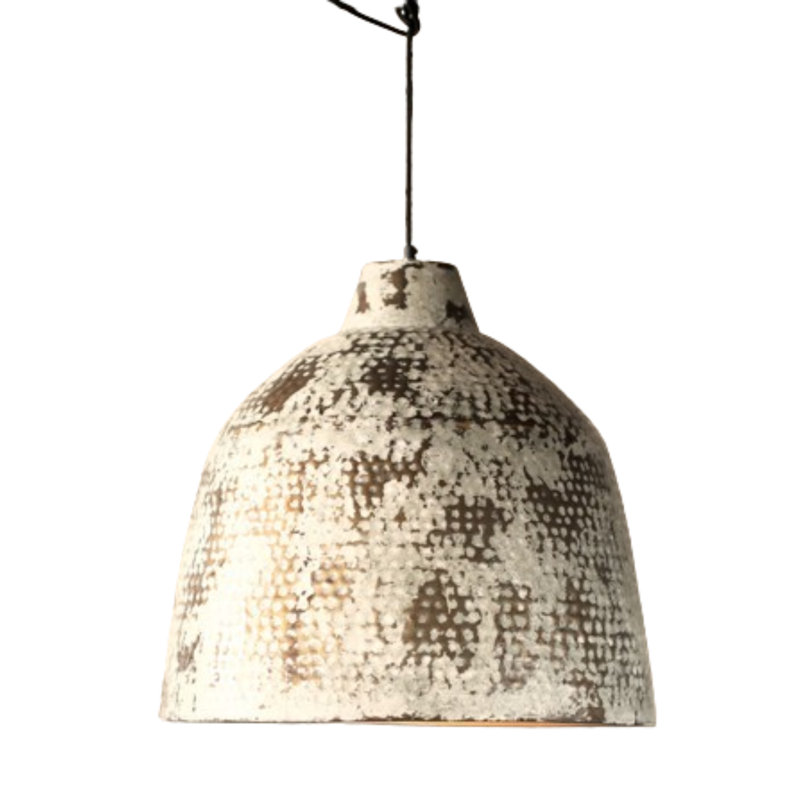  Luminaire suspendu rustique en métal blanc - 21 po de hauteur