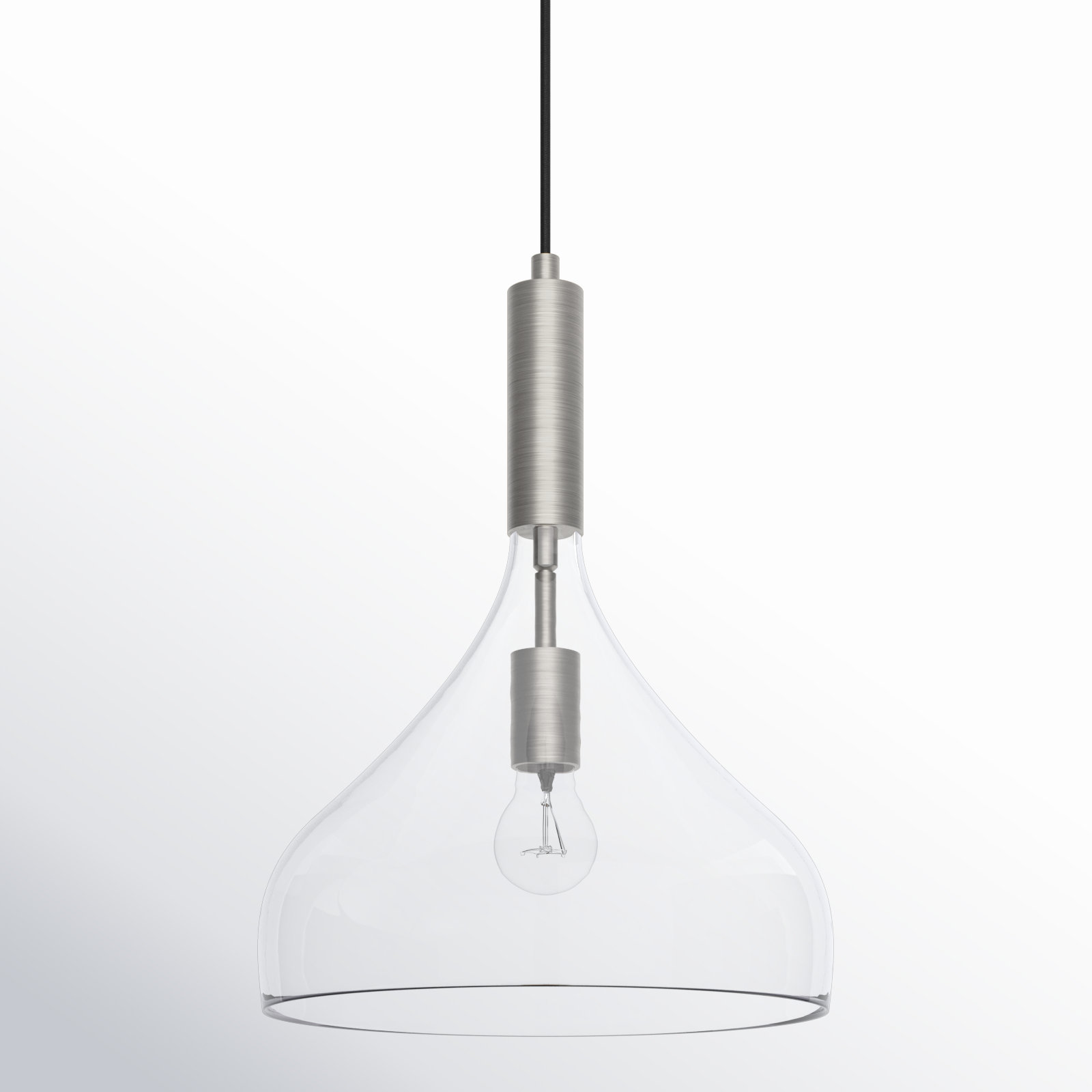Rayden Single Light Glass Steel Pendant, Brushed Nickel