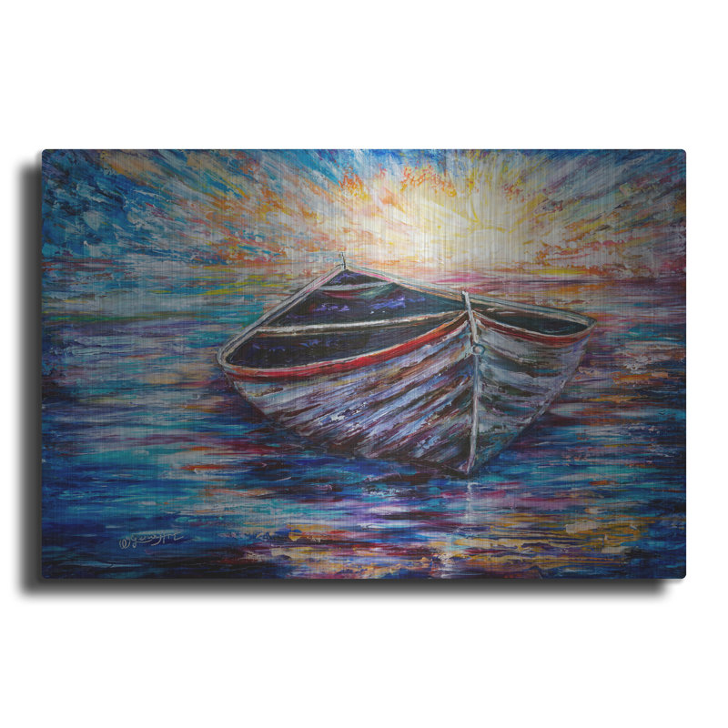 «Wooden Boat At Sunrise» par Lena Owens, H 24 po x l 36 po