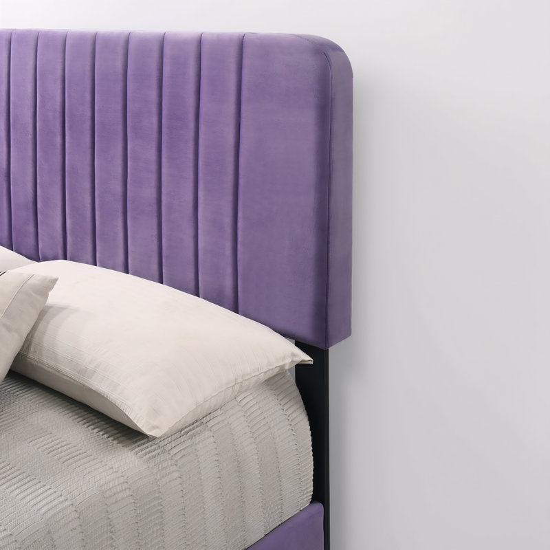 Lit double en velours mauve Valletta, Mauve, Double