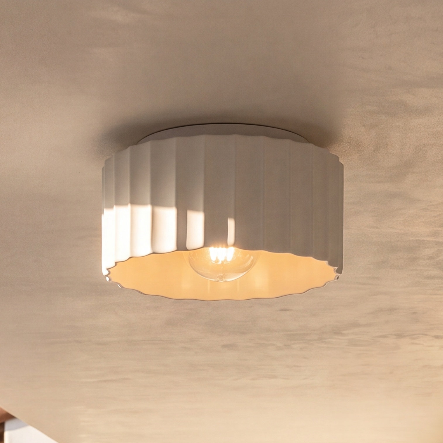 Colgate Round Outdoor Flush Mount, Gloss White, 5" H x 8" W x 8" D