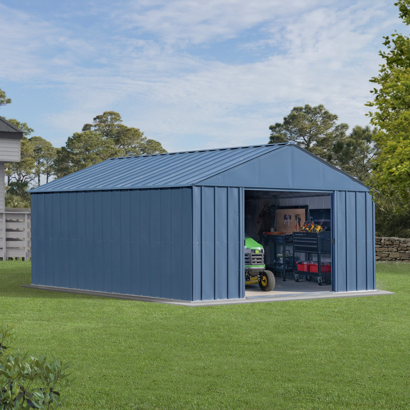12 ft x 15 ft Blue Grey Steel Storage Shed