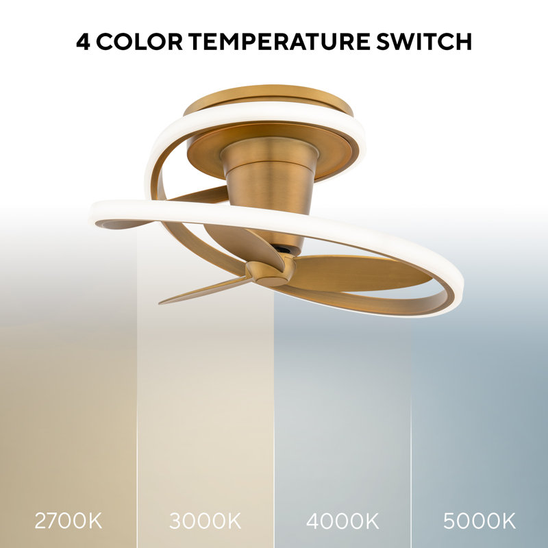 Veloce 3-Blade Smart Fandelier, Aged Brass