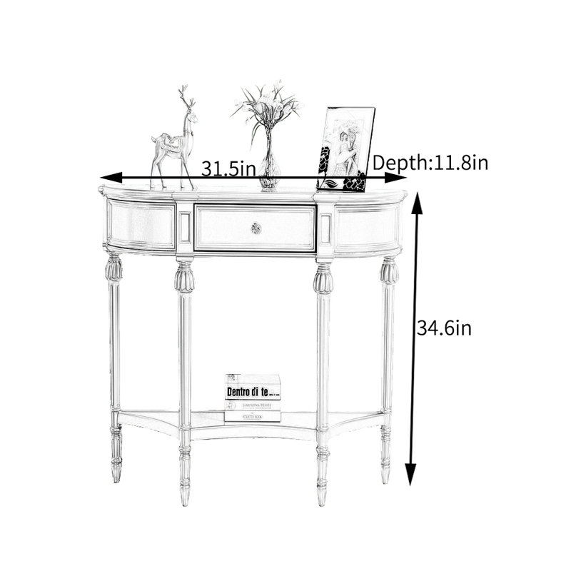 Armoire de hall d'entrée de style français, Or champagne, H 34,6 po x l 31,5 po x P 11,8 po