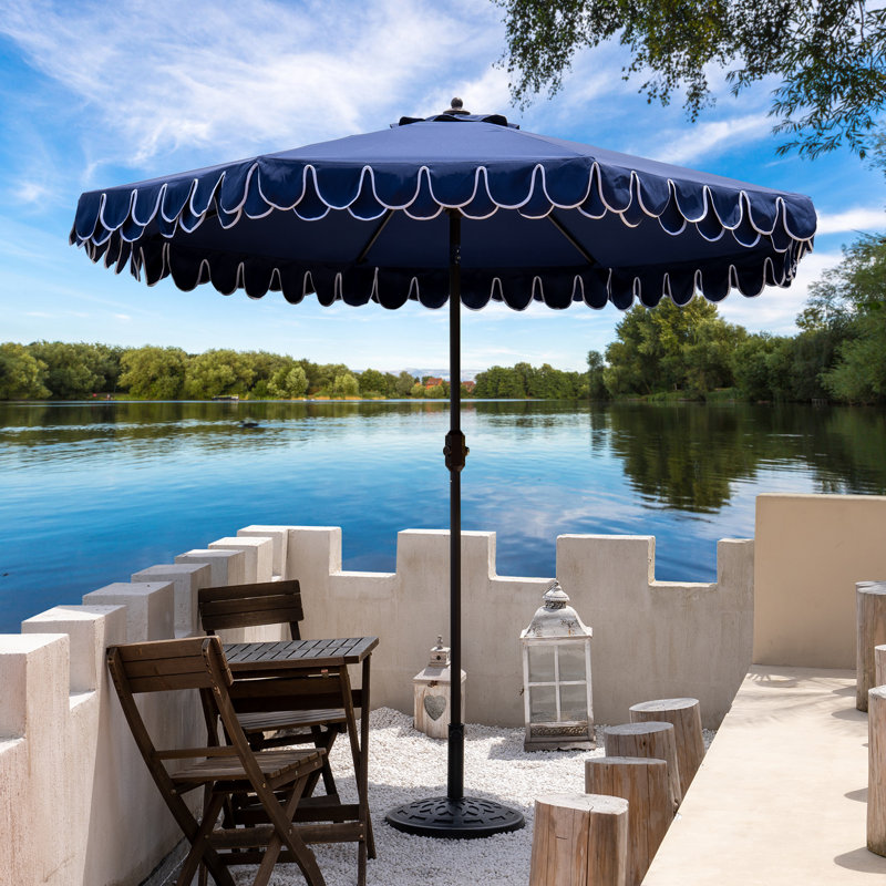 Parasol Adahir 108 avec contrepoids inclus, Marine, Brun