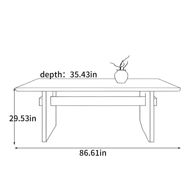 Bureau rectangulaire de style rétro, H 29,53 po x l 86,61 po x P 35,43 po