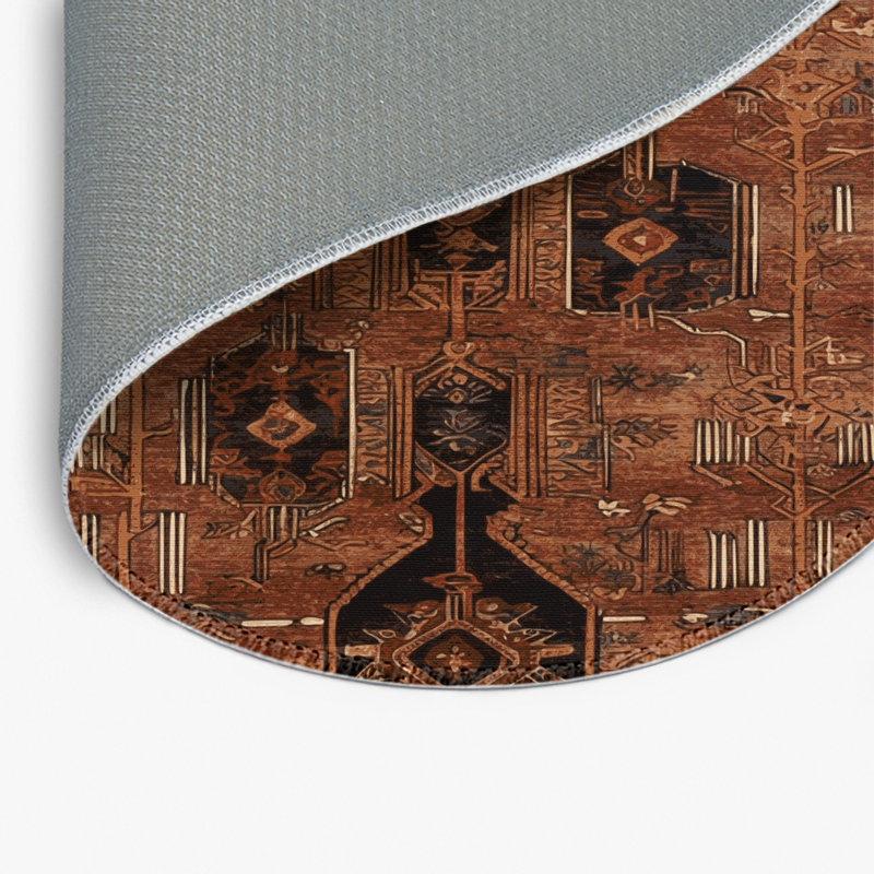 Tapis turc intérieur et extérieur brun, Rond 5 pi