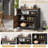 Latitude Run® Patio Storage Cabinet With Acacia Wood Countertop Open Shelf 2 Door Cabinet-1910907803