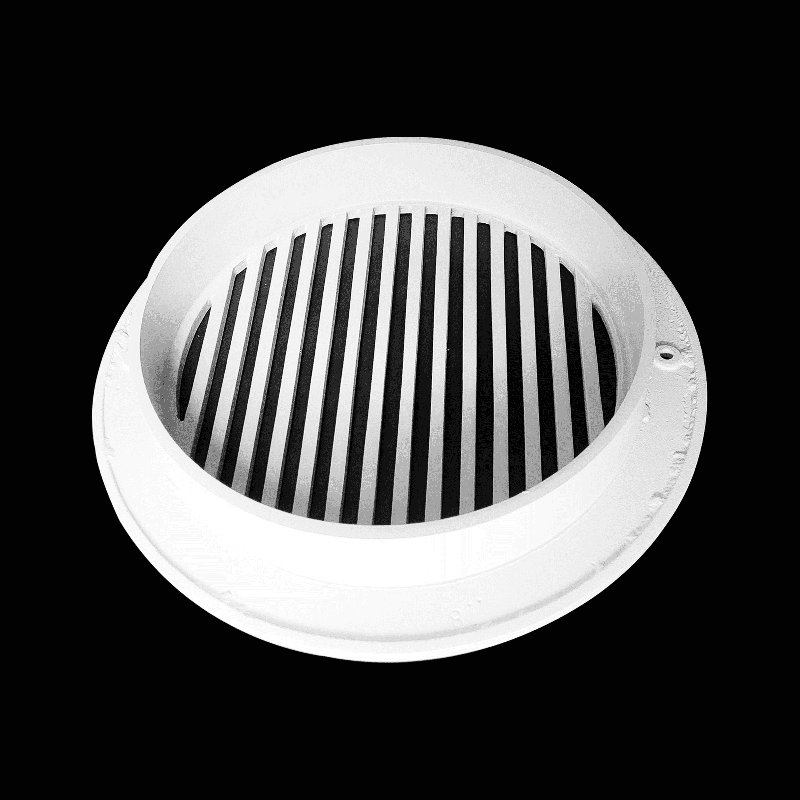 Grille de ventilation moderne 13,5 po, ronde 12 po, fonte d'aluminium, VR109, 9.65" L x 9.65" W x 9.65" H, Blanc