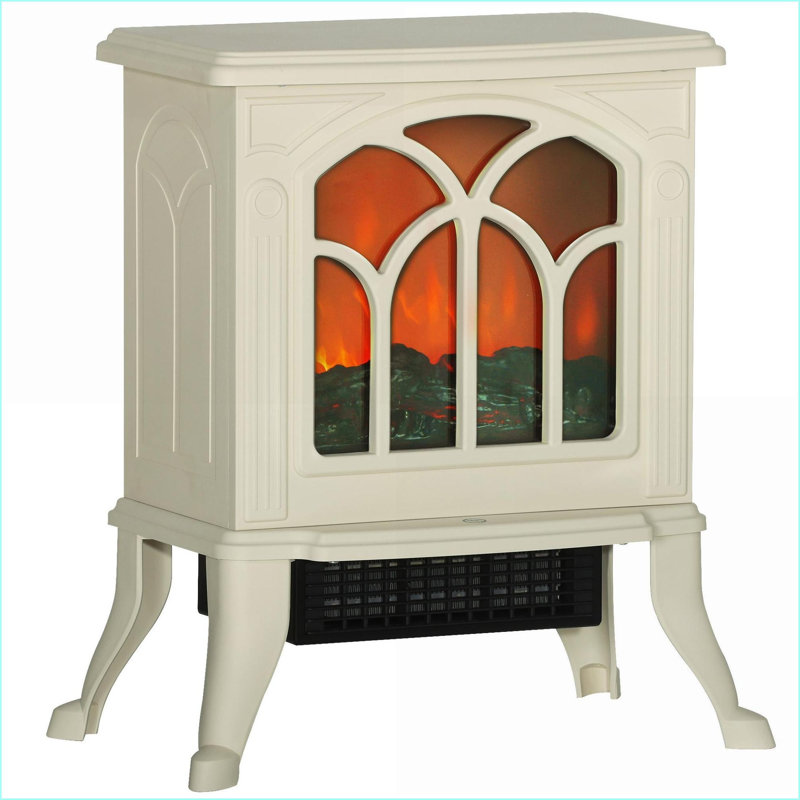 Poêle électrique d'intérieur pour foyer, autoportant avec flamme réaliste Bûches, 750 / 1500W | Beige | Plastique