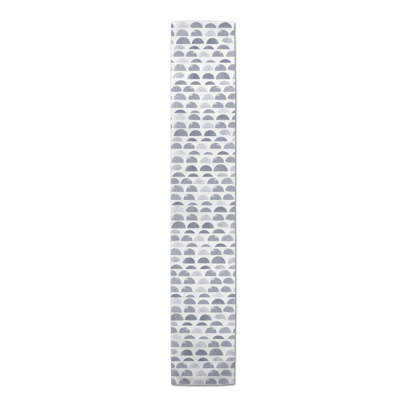 Abstract Half Circles Yellow 5 Table Runner, Blue