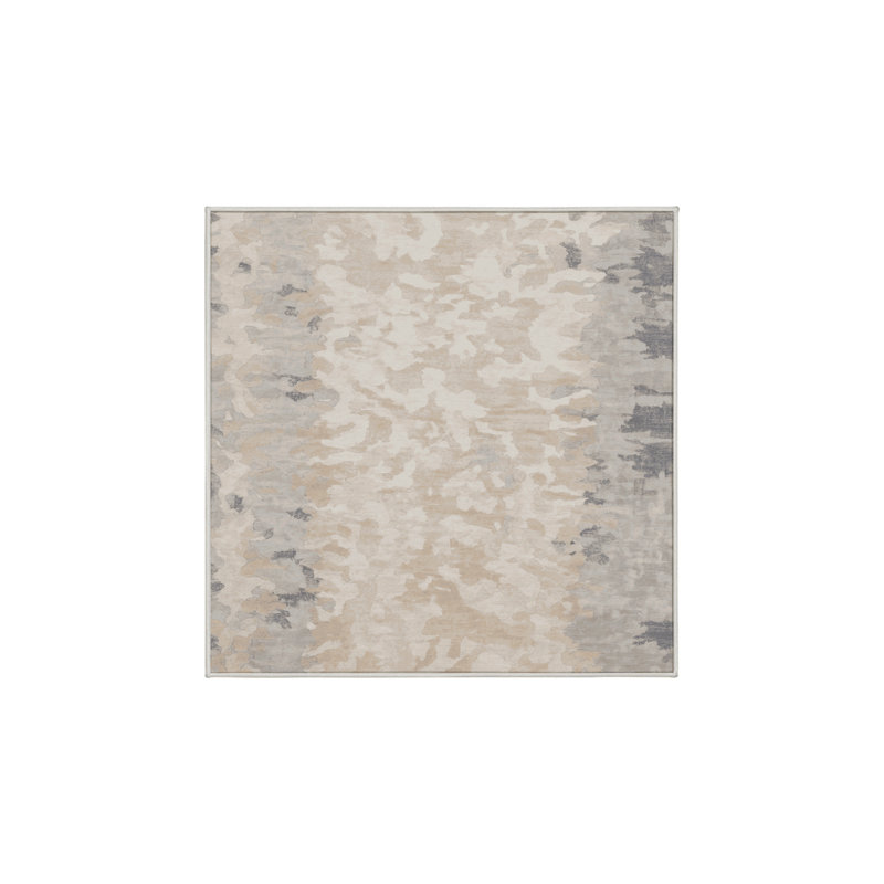 Machine Washable Beige Area Rug, Square 8'