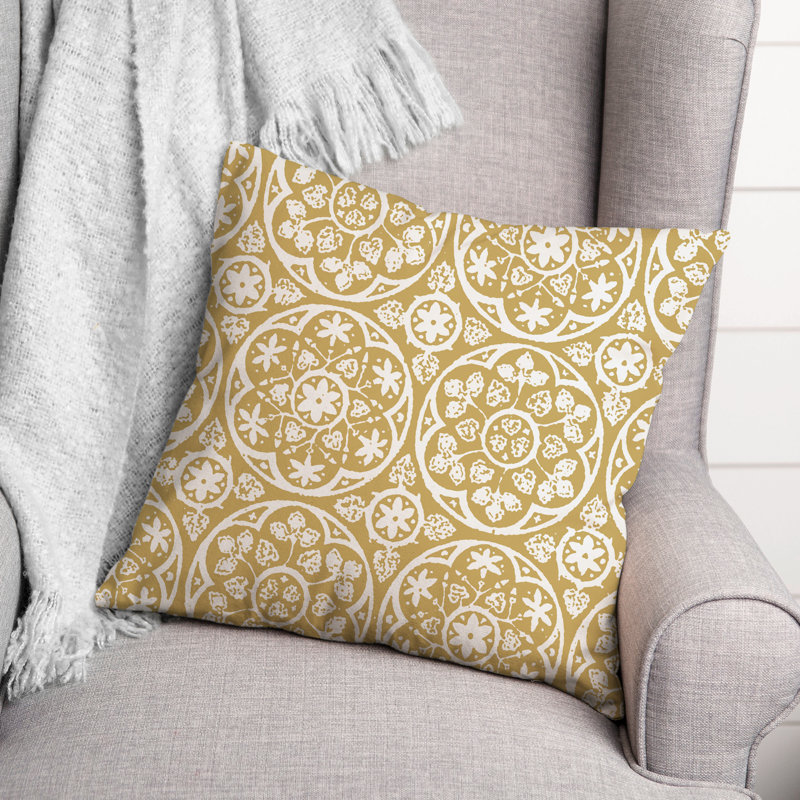 Housse et insert de coussin d'extérieur carré Tile 6, Jaune, 18 po x 18 po
