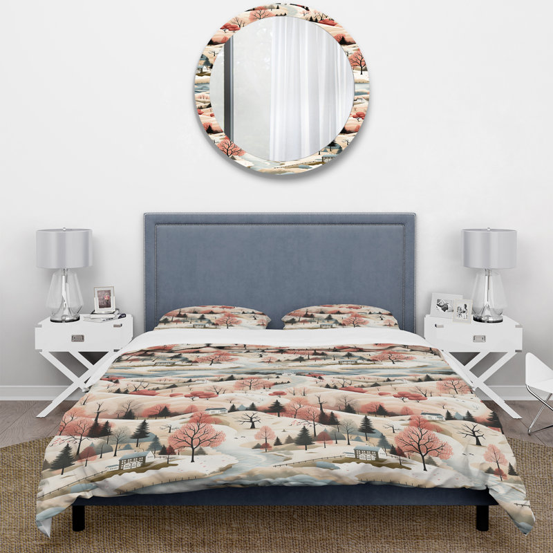 Autumn Scenery Scandinavian Pattern - Ensemble de housse de couette à motif floral