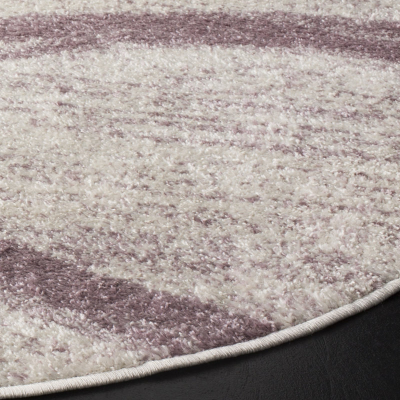 Shelva Cream/Purple Area Rug, Round 4'