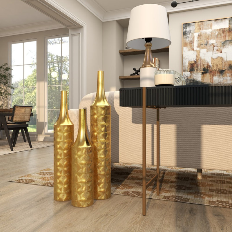 Ensemble de grands vases en métal Rison