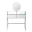 Bureau à miroir 33,9 "avec lumières et miroir, tablette ouverte à 2 grands tiroirs, station de charge pour la chambre à coucher, grand bureau éclairé avec meuble-lavabo argenté-121070487