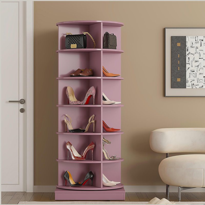 360 Rotating shoe cabinet 6 layers, Pink, 6