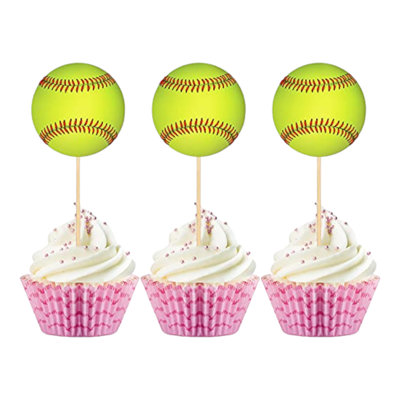 Softball Baseball Cupcake Toppers for Sports Parties