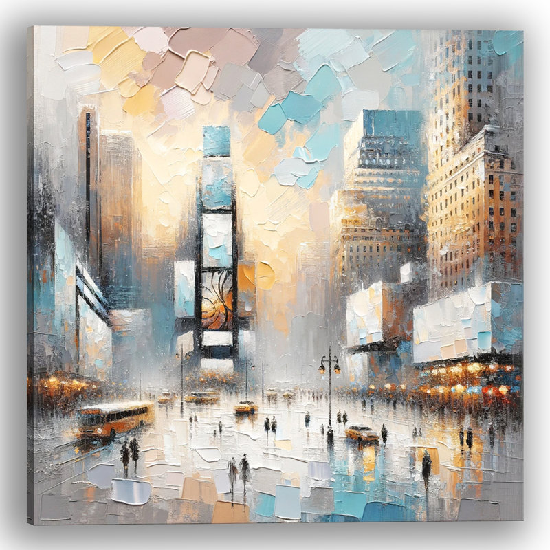 Urban Reflections - empâtement de paysage urbain abstrait sur toile, H 30 po x l 30 po x P 1,5 po
