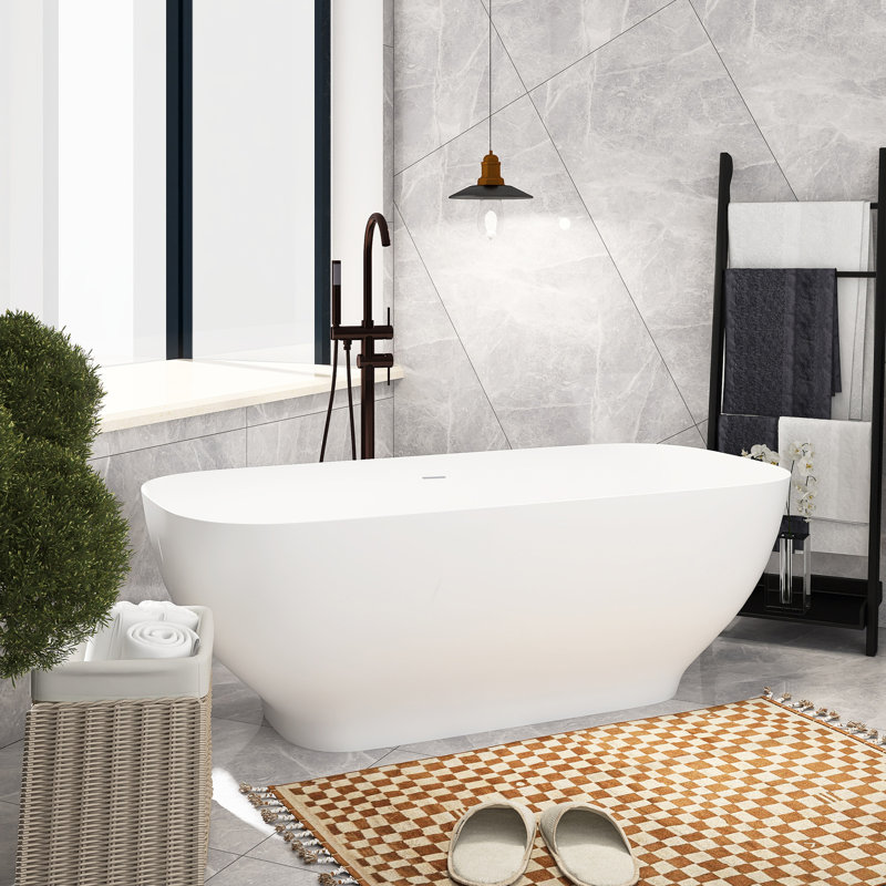 67'' x 29.5'' Freestanding Soaking Solid Surface Bathtub
