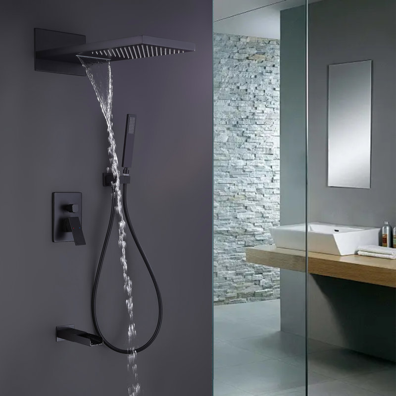8-Inch Matte Black Multi-Head Rain Shower System with Filter