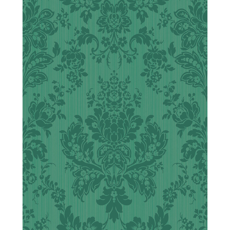 Mariinsky Giselle Damask Wallpaper Roll, Forest Green