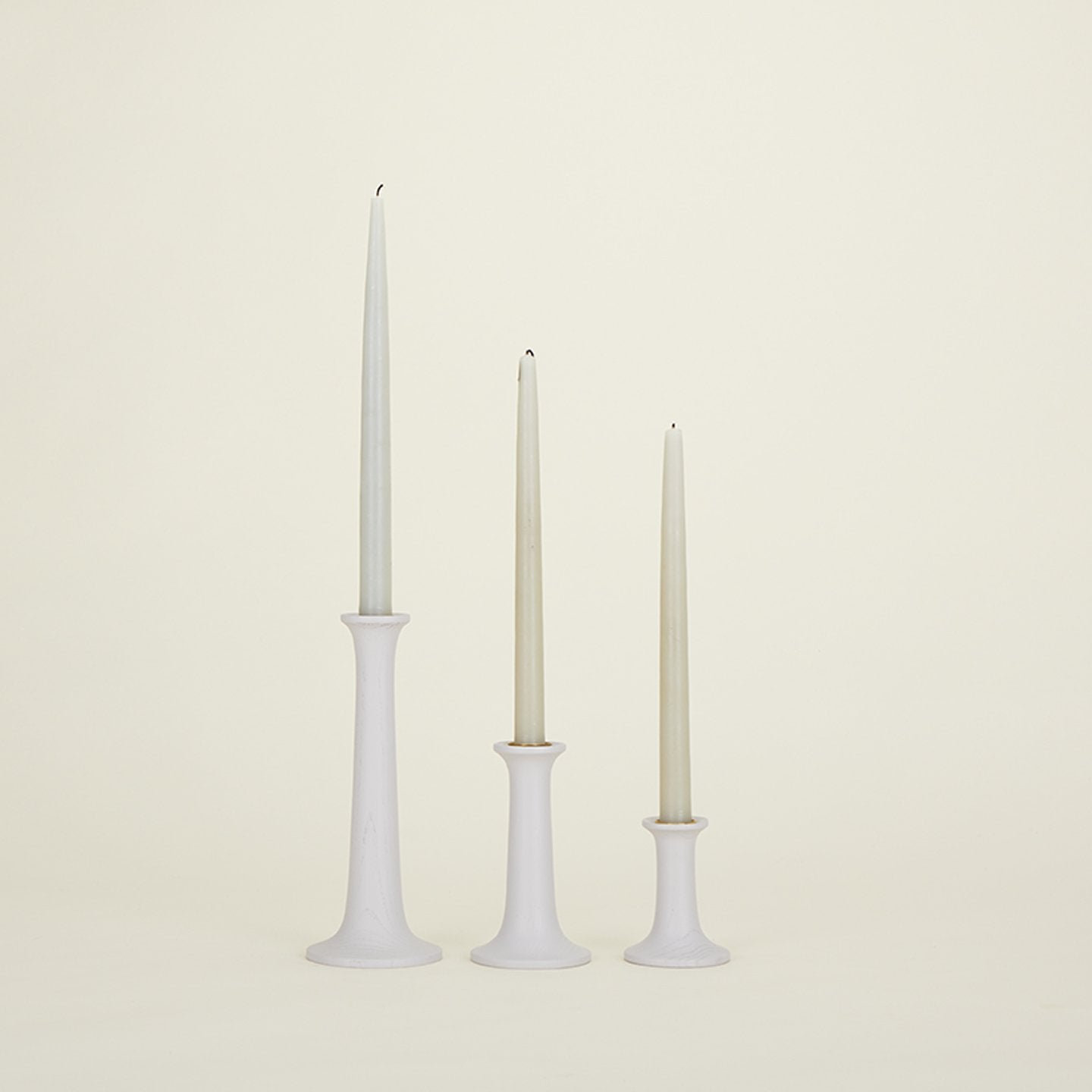 Simple Solid Wood Candlestick, 9" H x 4" W x 4" D, Gray