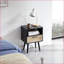 Table basse en rotin noir avec tiroir & amp; Pieds en bois massif - Peu encombrant pour la chambre à coucher du salon